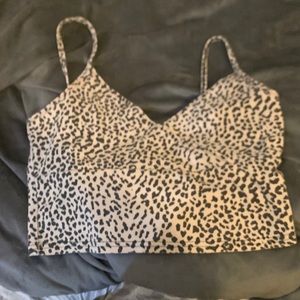 Tan and black cropped top